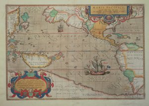 Kaart van de Stille Oceaan, China en Amerika, 1589 door Abrahamus Ortelius